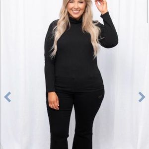 NEW Chic Soul black ribbed turtleneck Long Sleeve Fitted Shirt Pullover Top 2xl